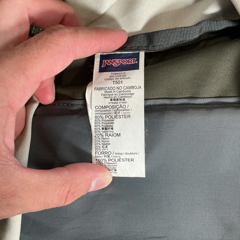 JanSport Backpack Unisex OS Woodland Camo Canvas Streetwear Gorpcore Utility Bag